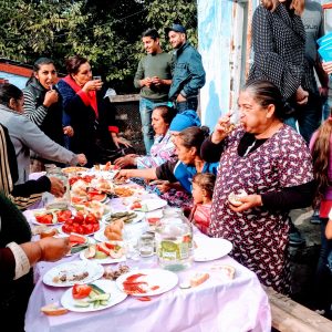 Sharing a meal with the Berezivka community