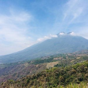 A volcano view from where Fernando and Luis are working