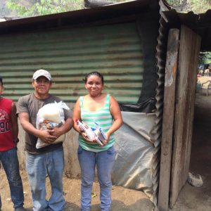 A family receives aid