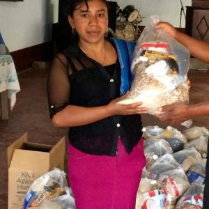 A woman receiving aid
