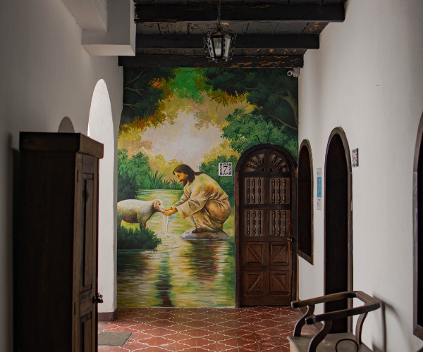 painting of Jesus on a wall